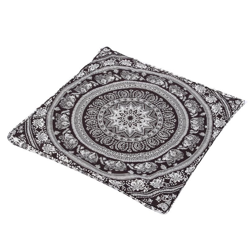 Κάλυμμα Καθίσματος Μαξιλαριού Δαπέδου Mandala Indian Bohemian Elephant Με Τετράγωνο Μαξιλάρι