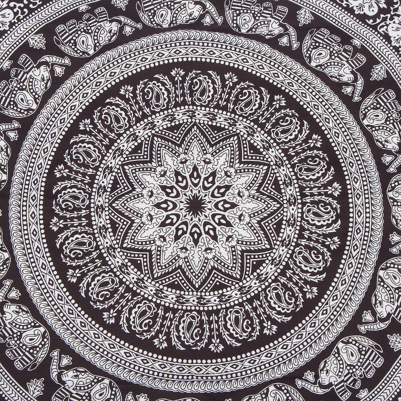Κάλυμμα Καθίσματος Μαξιλαριού Δαπέδου Mandala Indian Bohemian Elephant Με Τετράγωνο Μαξιλάρι