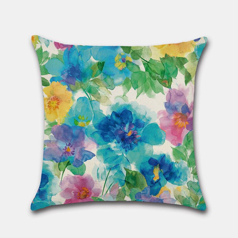 Μαξιλαροθήκη Tropical Flower Leaf Plant Ψηφιακό Εμπριμέ Λινό Χωρίς Πυρήνα