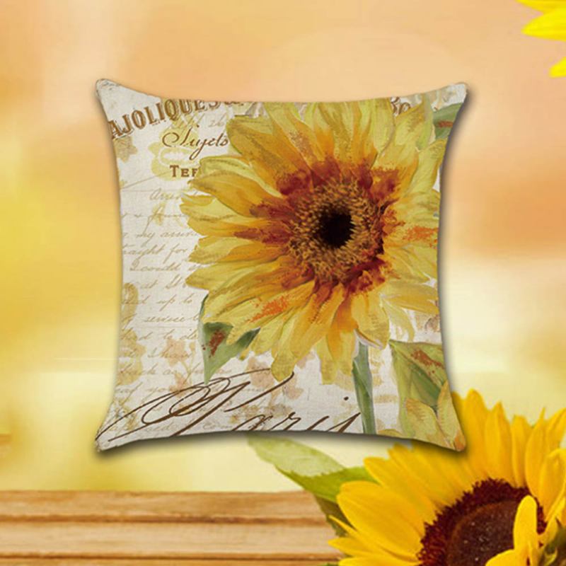 Σειρά Sunflower Ζωγραφισμένη Στο Χέρι Μαξιλαροθήκη Πίσω Κάλυμμα Μαξιλαριού Για Το Αυτοκίνητο Οικιακού Γραφείου Μεταχειρισμένο Λινό