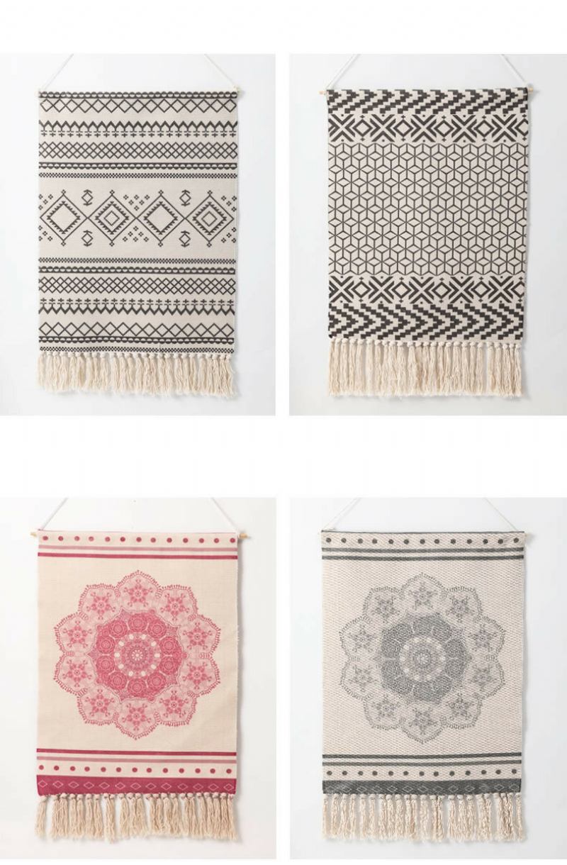 Ταπετσαρία Με Φούντα Σκανδιναβικού Στυλ Bohemian Macrame Υφαντό Κρεμάστρα Τοίχου Χειροποίητο Πλεκτό Σπιτιού Διακόσμηση