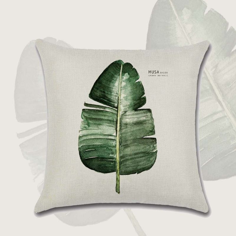 Tropical Plants Θήκη Μαξιλαριού Πολυεστερικό Κάλυμμα Διακοσμητικό Αυτοκινήτου Σπίτι Πράσινα Φύλλα Θέμα Ριχτάρι Τετράγωνο 45*45cm