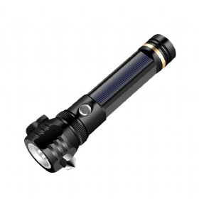 Νέος Ηλιακός Φακός Led Μπαταρία Λιθίου T6 Strong Light Emergency Hammer Usb Επαναφορτιζόμενος Από Κράμα Αλουμινίου Για Διαφυγή