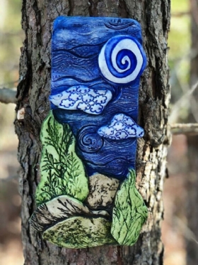 1 Pc Creative Acrylic Stained Suncatcher Starry Sky Γλυπτό Κήπου Στον Ωκεανό Διακόσμηση Τοίχου Τέχνη Από Ρητίνη Άγαλμα Πόρτας Αυλής Διακοσμητικό Στολίδι