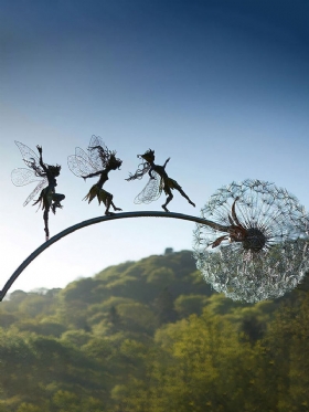 1 Τεμ. Flower Fairy Elf Naughty Spirits Dancing Perfect Wonderland Silhouette Μεταλλικό Γκαζόν Τοπίο Γλυπτό Διακόσμηση Κήπου