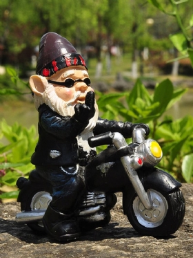 1pc Resin Naughty Gnome Dwarf Garden Decoration Άγαλμα Μοτοσυκλέτας White Old Man Αξεσουάρ Κήπου Διακόσμηση Γραφείου