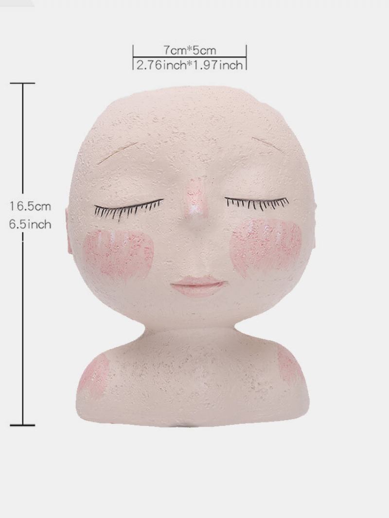 Nordic Sleeping Face Human Head Portrait Diy Painting Dress Up Βάζο Σε Σχήμα Κούκλας Γλυπτό Σπιτιού Διακόσμηση Παχύφυτων Ρητίνη Πορτραίτο Γλάστρα