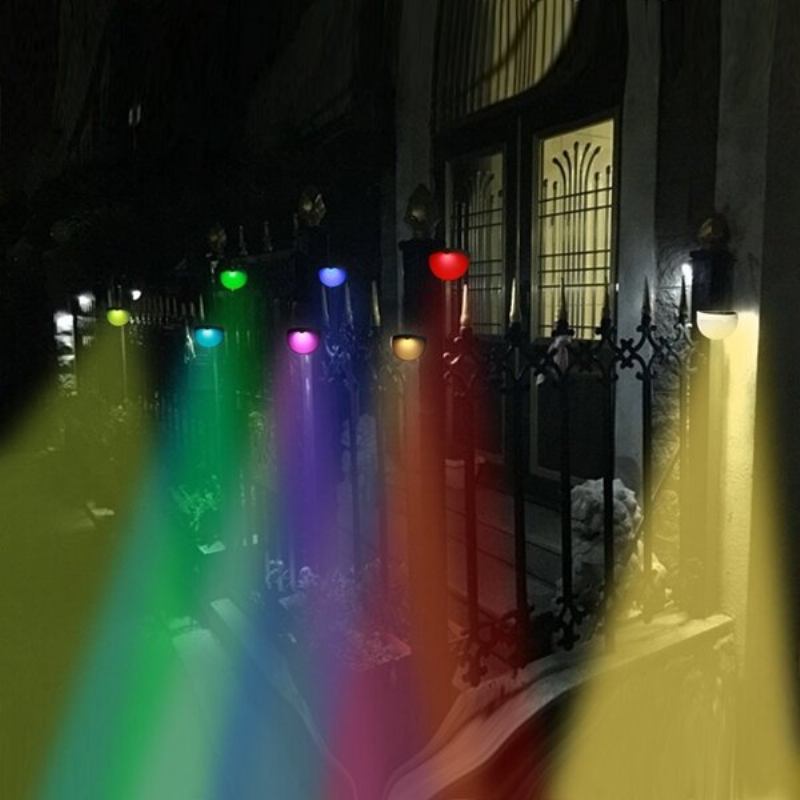 Πολύχρωμο Επιτοίχιο Led Ηλιακό Φως Αδιάβροχο Εξωτερικού Χώρου Γκαζόν Φράχτη Κήπου Οριζόντιο Φωτιστικό