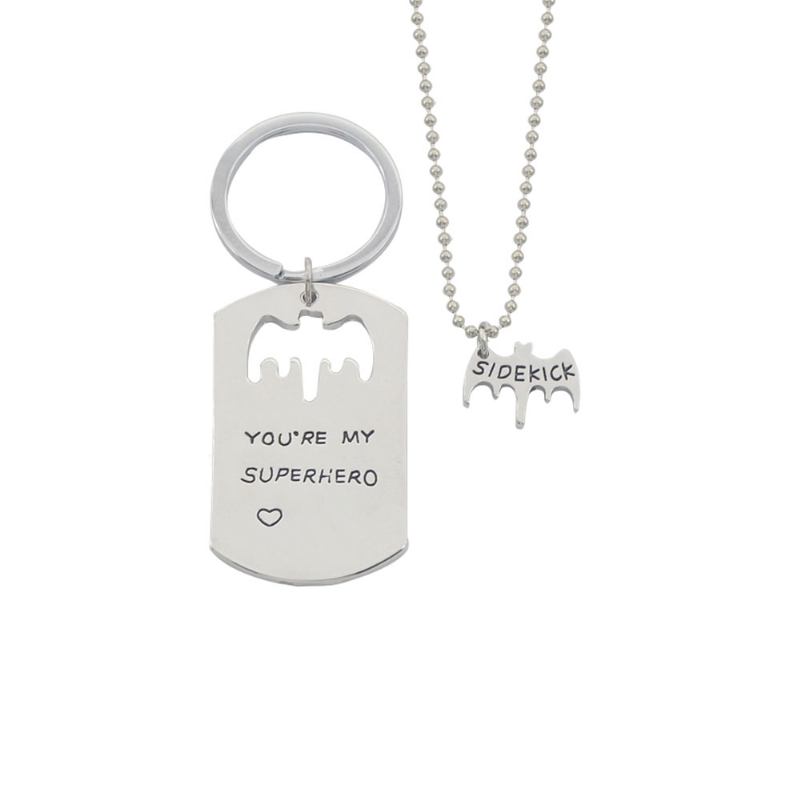 Δημιουργικό Κοστούμι Κολιέ Με Μπρελόκ Με You're My Superhero Letters Κομψό Σετ Αξεσουάρ Κρεμαστό Κόσμημα Από Συμπαγές Κράμα Δώρο Για Πατέρα