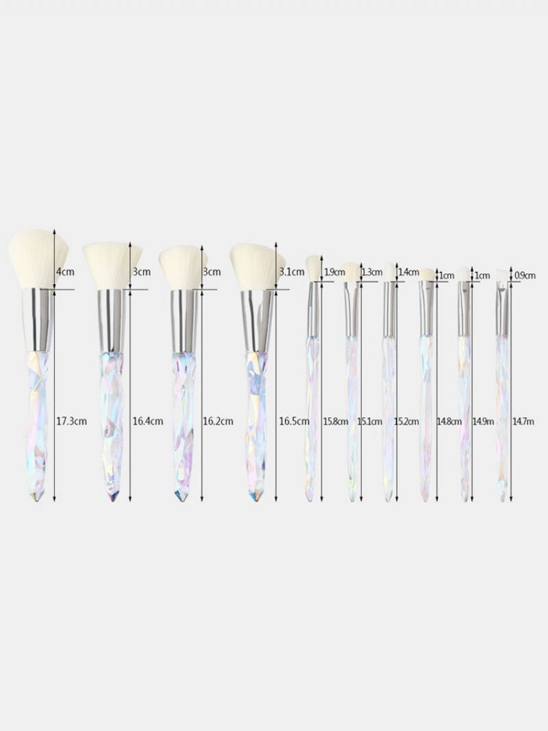 10 Τμχ Crystal Brushes Makeup Set Flat Brush Lip Concealer Facial Beauty Tools