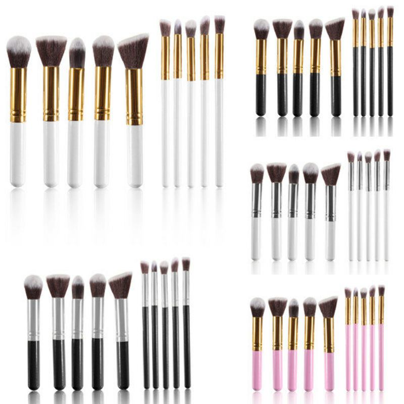 10 Τμχ Πινέλα Μακιγιάζ Σετ Cosmetic Foundation Eyeshadow Eyeliner Lip Powder Brush