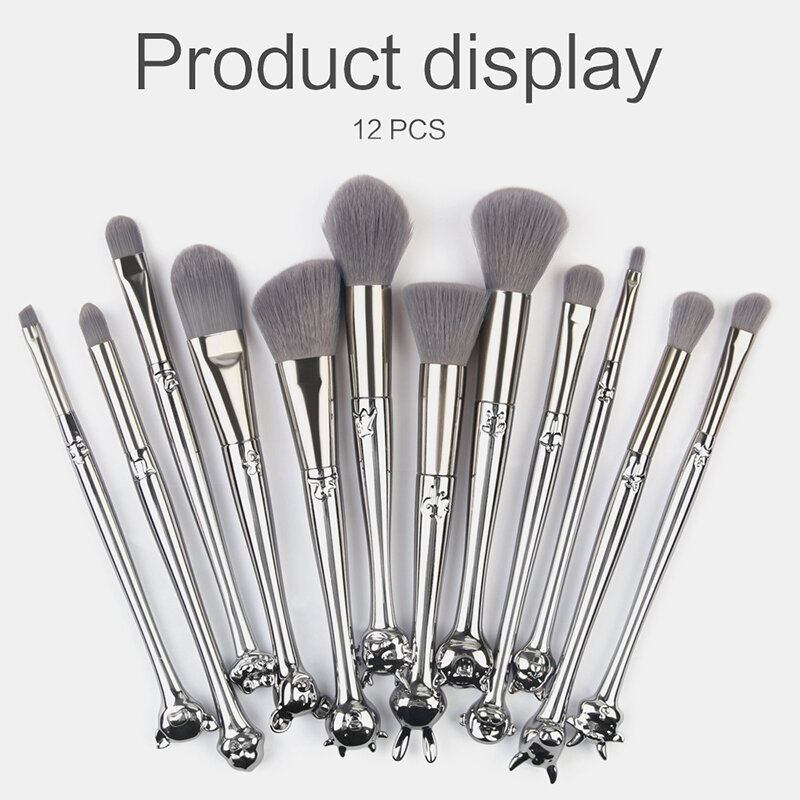 12pcs/kit Professional Zodiac Signs Animal Head Handle Brushes Bag Kit