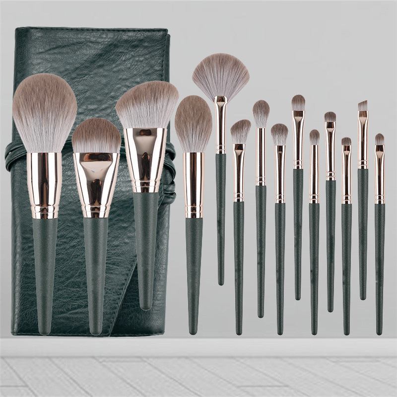 14 Τμχ Πινέλα Μακιγιάζ Σετ Καλλυντικό Foundation Powder Blush Eye Shadow Lip Blend Wooden Make Up Brush Tool Kit Maquiagem