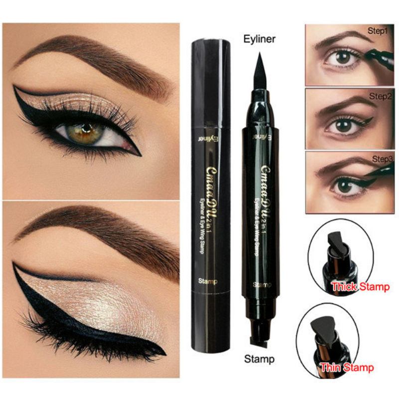 cmaadu Double Head Eyeliner Stamp Pen Black Liquid Super Cat Style Point Tools