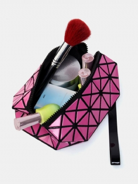 Lingge 3d Diamond Pattern Cosmetic Bag Large Capacity Women Makeup Tools Organizer