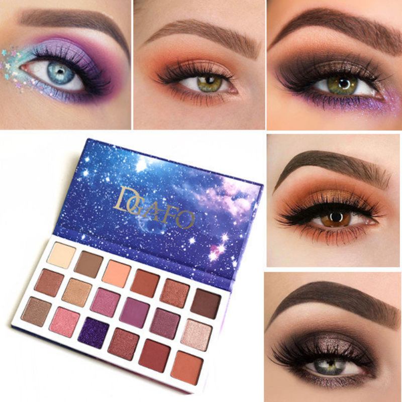Παλέτα Σκιών Ματιών 18 Χρωμάτων Purple Starry Sky Μεγάλης Διάρκειας Σκιές Eye Pressed Pigment Powder