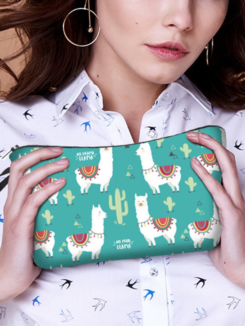 Portable Animal Plant Printed Makeup Bag Lattice Butterfly Women Τσάντα Αποθήκευσης Πλυσίματος Ταξιδιού