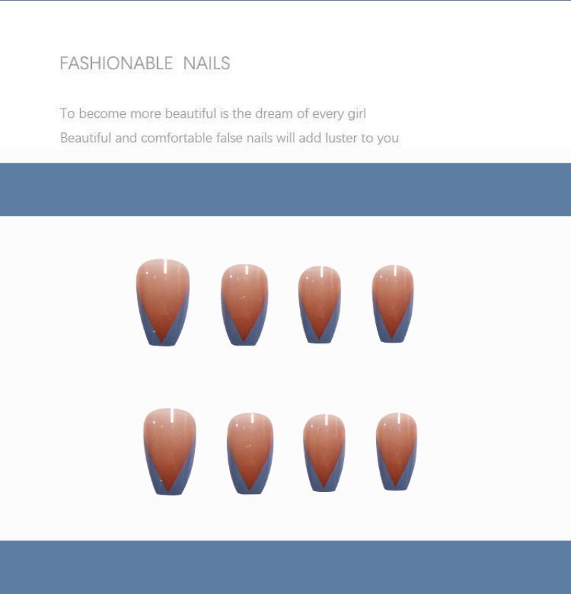 Wearable Nail Αφαιρούμενο Piece Αυτοκόλλητο Νυχιών Blue French Bail Ballet