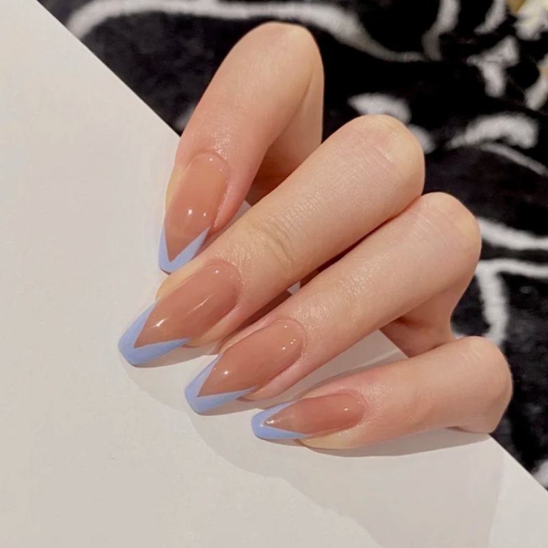Wearable Nail Αφαιρούμενο Piece Αυτοκόλλητο Νυχιών Blue French Bail Ballet