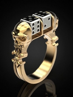 1 Τμχ Punk Golden Dice Ghost Head Skull Personality Καινοτόμο Δαχτυλίδι Από Κράμα Μόδας