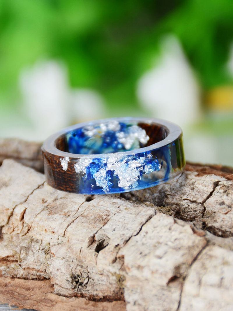 Ανδρικό Δαχτυλίδι 1 Τεμ. Vintage Casual Wood Resin Dried Flower