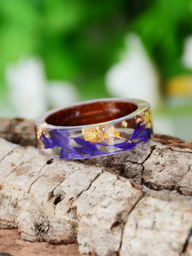 Ανδρικό Δαχτυλίδι 1 Τεμ. Vintage Casual Wood Resin Dried Flower
