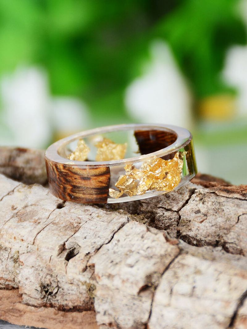 Ανδρικό Δαχτυλίδι 1 Τεμ. Vintage Casual Wood Resin Dried Flower