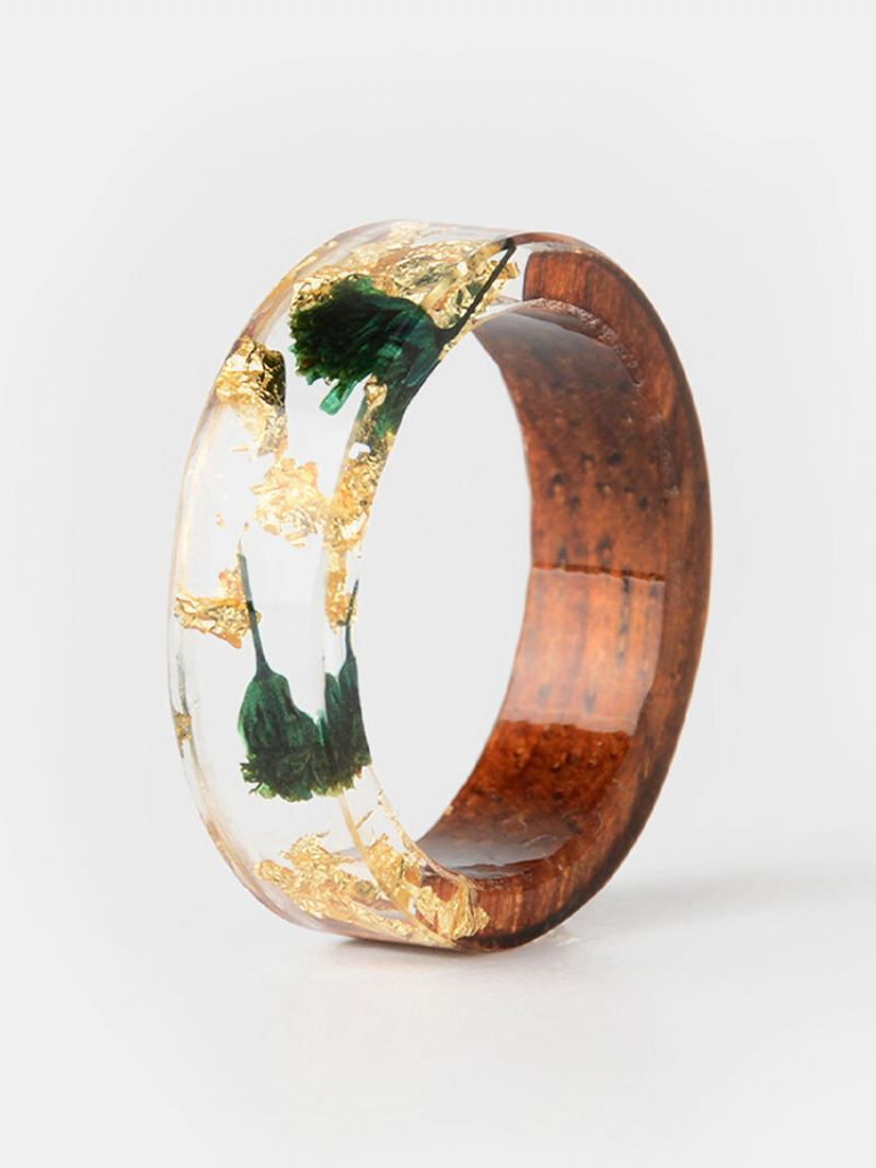 Ανδρικό Δαχτυλίδι 1 Τεμ. Vintage Casual Wood Resin Dried Flower