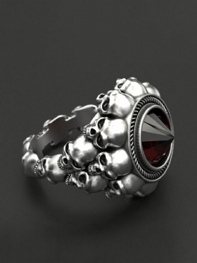 Γυναικείο Δαχτυλίδι Vintage Skull Men Ring Punk Inlaid Satellite Gem