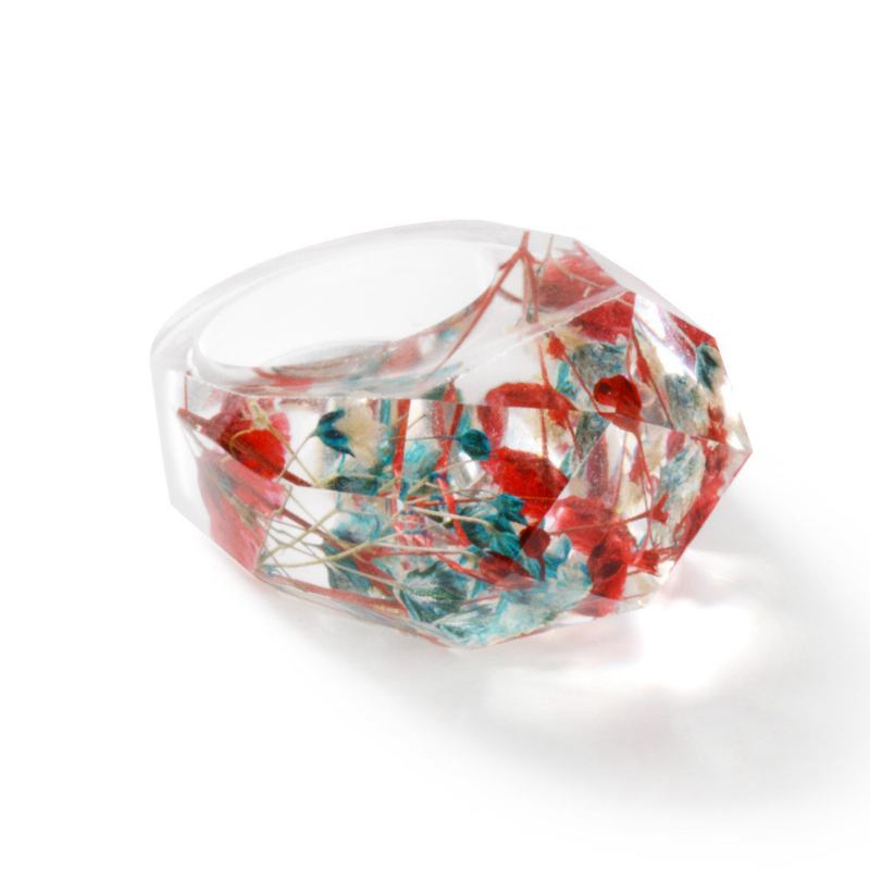 Μόδα Χειροποίητα Secret World Resin Rings Colorful Dry Flowers Κομψά Δαχτυλίδια Δώρο Για Γυναίκες