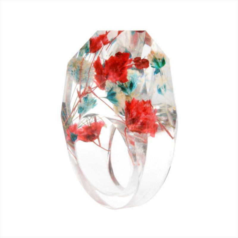 Μόδα Χειροποίητα Secret World Resin Rings Colorful Dry Flowers Κομψά Δαχτυλίδια Δώρο Για Γυναίκες