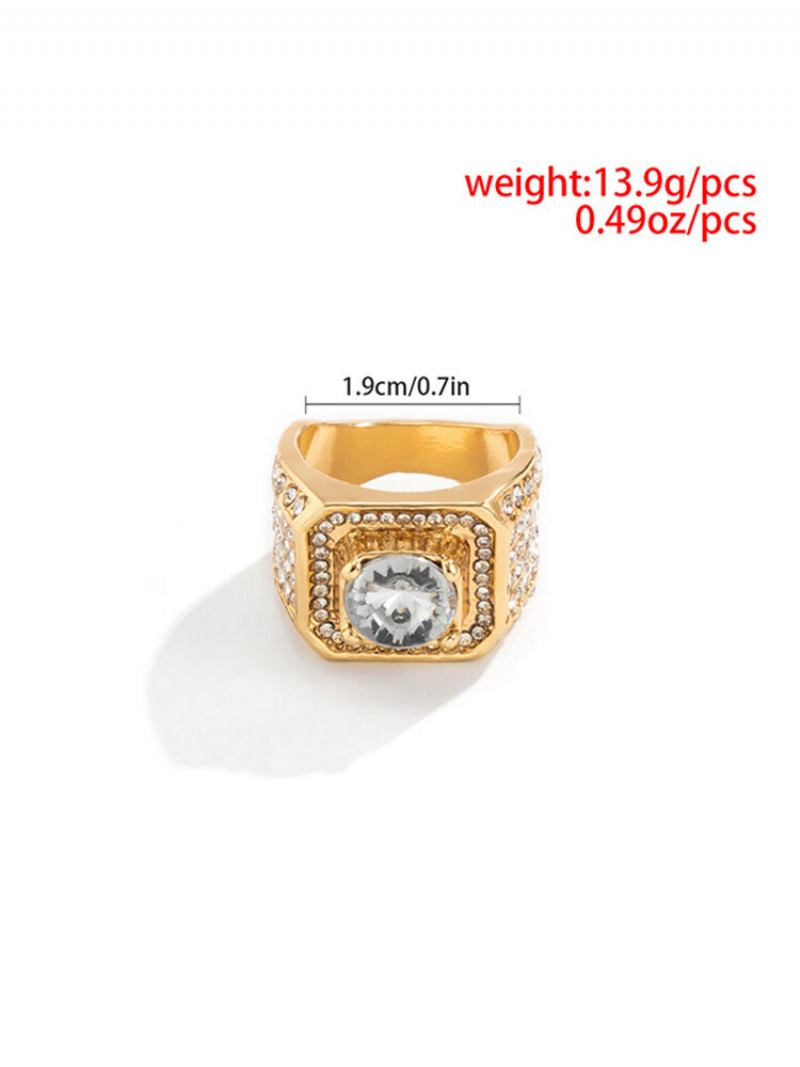 Μοντέρνα Hip Hop Full Rhinestones Σκαλιστό Γυαλιστερό Δαχτυλίδι Από Κράμα Σε Σχήμα Σφραγίδας