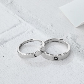 S925 Sterling Silver Sun Moon And Stars Couple Ring Open Rings Wedding Creative Δαχτυλίδι Για Ζευγάρι
