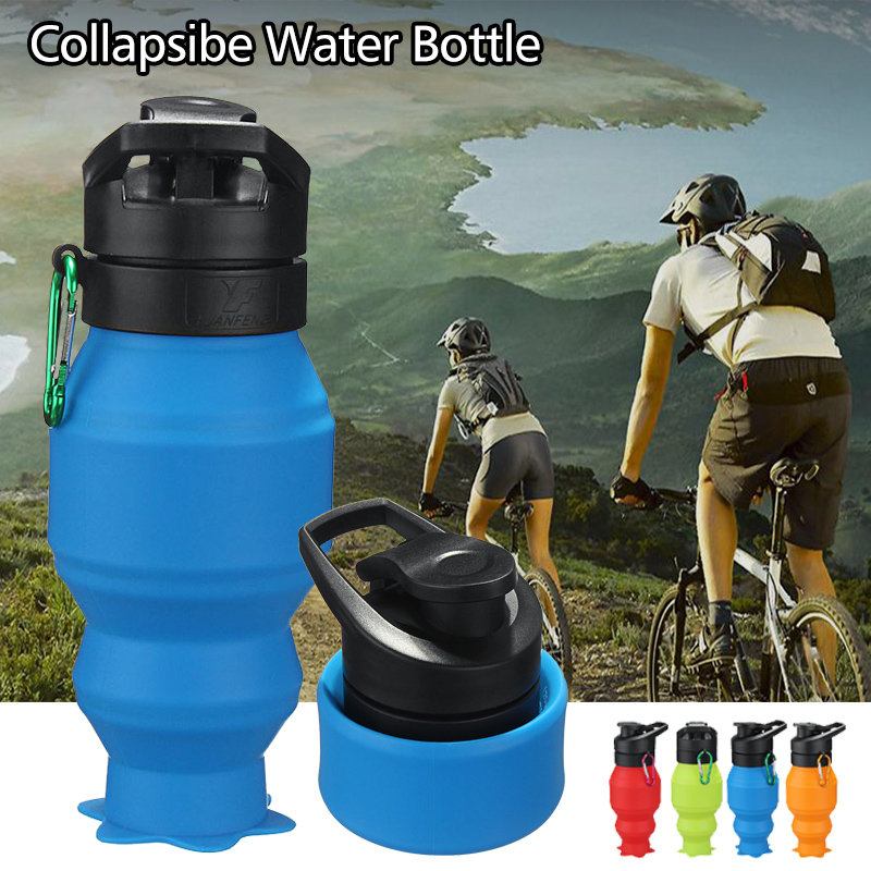 550ml Creative Silicone Collapsible Telescopic Water Bottle Portable Outdoor Travel Cup