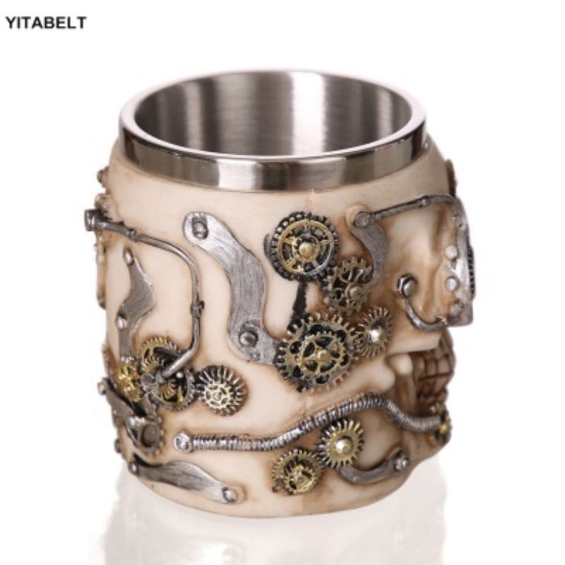 Ανοξείδωτο Ατσάλι Skull Cup Φλιτζάνι Καφέ Μπύρα Κούπα Τσάι Family Party Δώρο 500ml