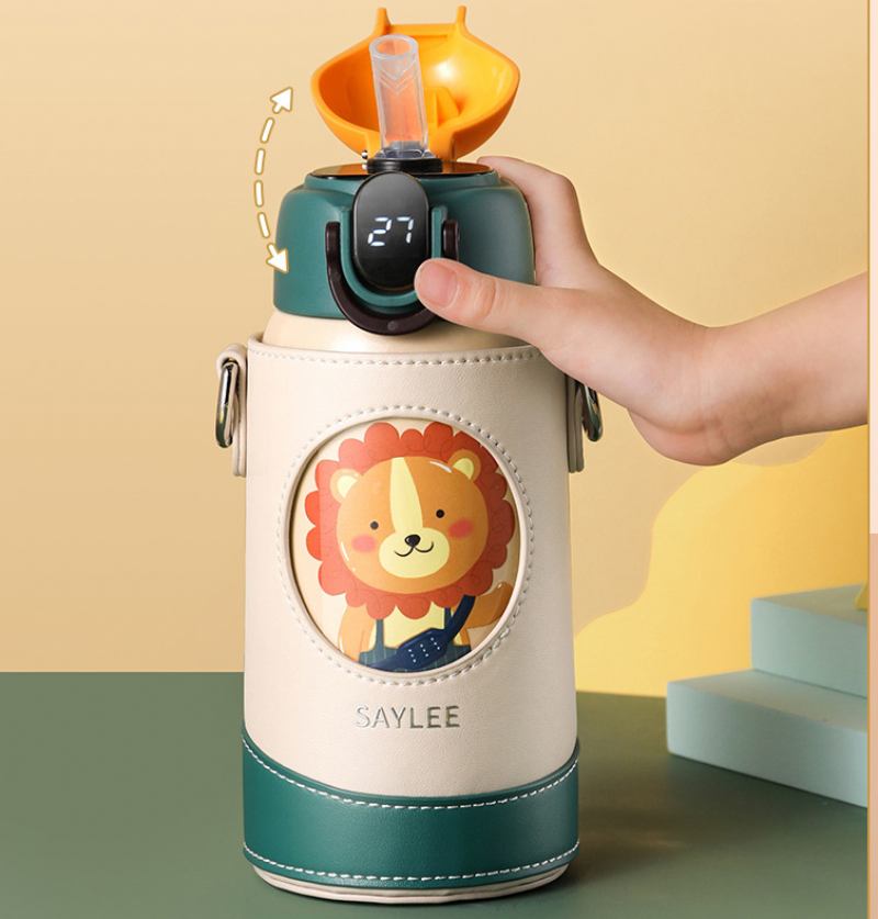 Aylee Smart Children's Thermos Cup Straw Pot Kindergarten Pupils Μπουκάλι Νερού Από Ανοξείδωτο Ατσάλι Φορητό