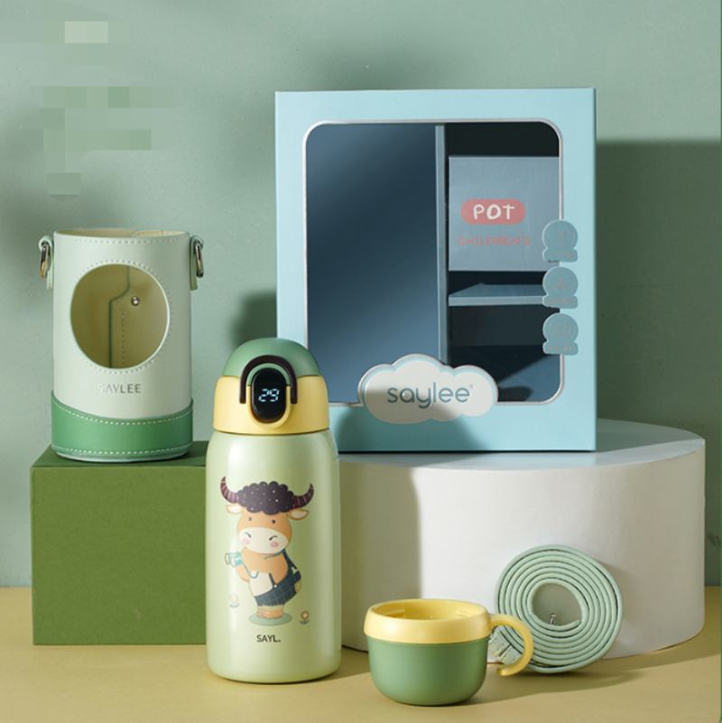 Aylee Smart Children's Thermos Cup Straw Pot Kindergarten Pupils Μπουκάλι Νερού Από Ανοξείδωτο Ατσάλι Φορητό