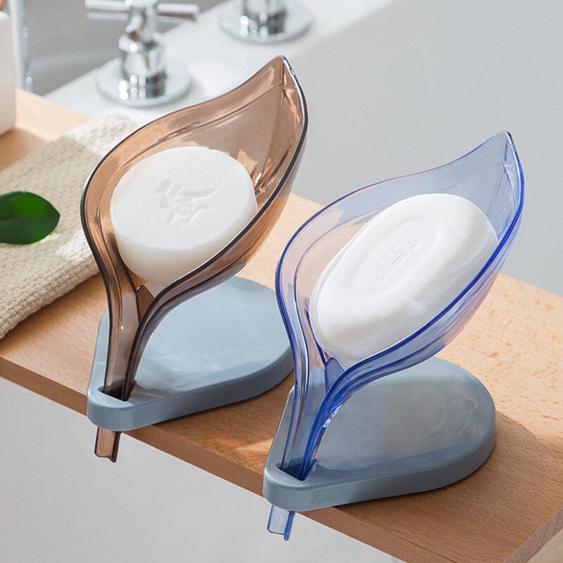 Creative Leaf Soap Box Free Punch Hole Sucker Box Rack Μπάνιου Αποστράγγιση Πλυντηρίου Σαπουνιού Ράφι