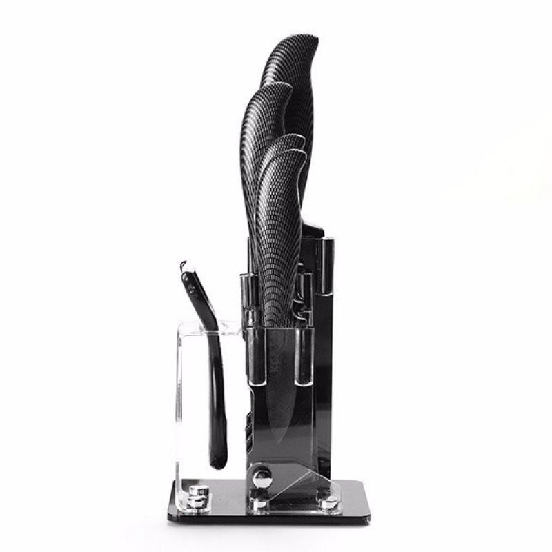 Kcasa Kf-2 5 Τεμαχίων Μαύρη Λεπίδα Σετ Κεραμικών Μαχαιριών Πολυλειτουργικός Εργονομικός Αποφλοιωτής Σεφ