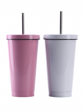 Κούπα 500ml Ins Style Από Ανοξείδωτο Ατσάλι Φορητό Ψάθινο Φλιτζάνι Διπλό Κύπελλο Καφέ Για Το Σπίτι Και Το Γραφείο