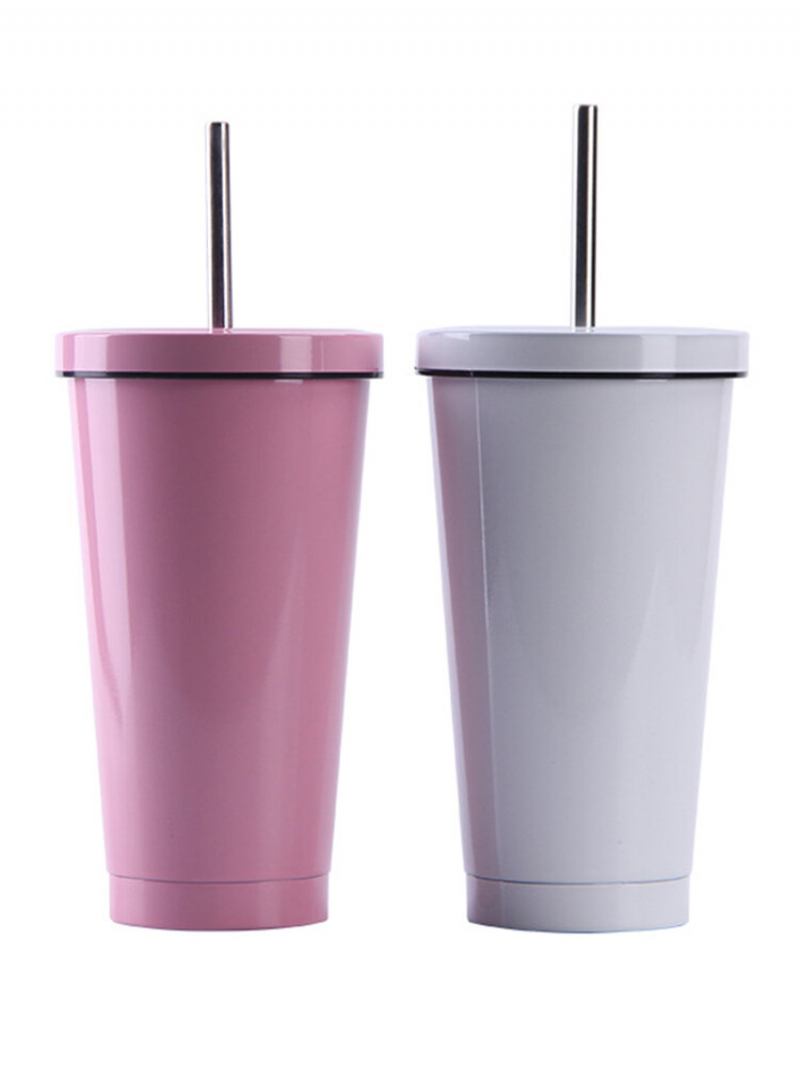 Κούπα 500ml Ins Style Από Ανοξείδωτο Ατσάλι Φορητό Ψάθινο Φλιτζάνι Διπλό Κύπελλο Καφέ Για Το Σπίτι Και Το Γραφείο