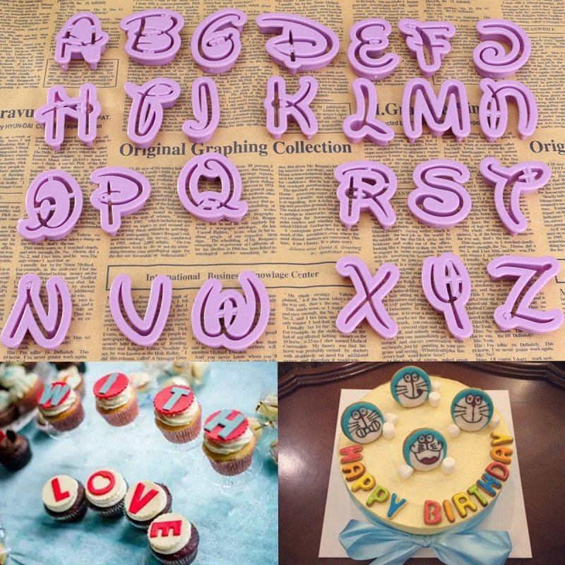 Μπισκότα Alphabet Letter Embosser Cutters Cake Decorating Fondant Sugarcraft Εργαλείο