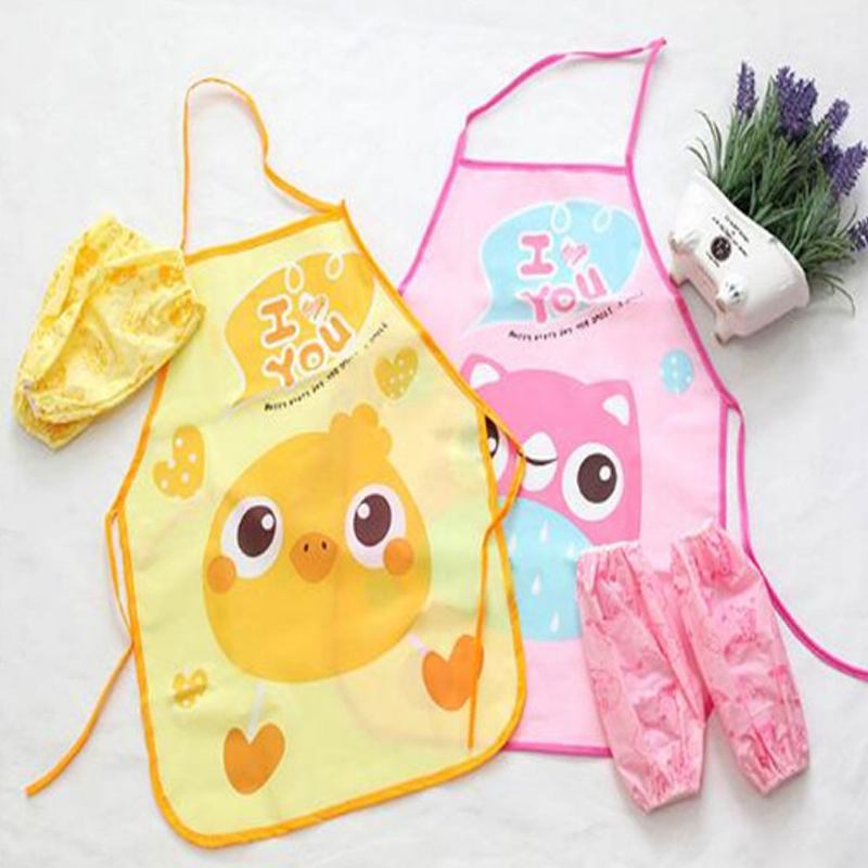 Παιδική Ποδιά Κινουμένων Σχεδίων Peva Creative Lovely Pattern Cute Αδιάβροχη Ζωγραφική Αντιρυπαντική Αμάνικη Μπούστου