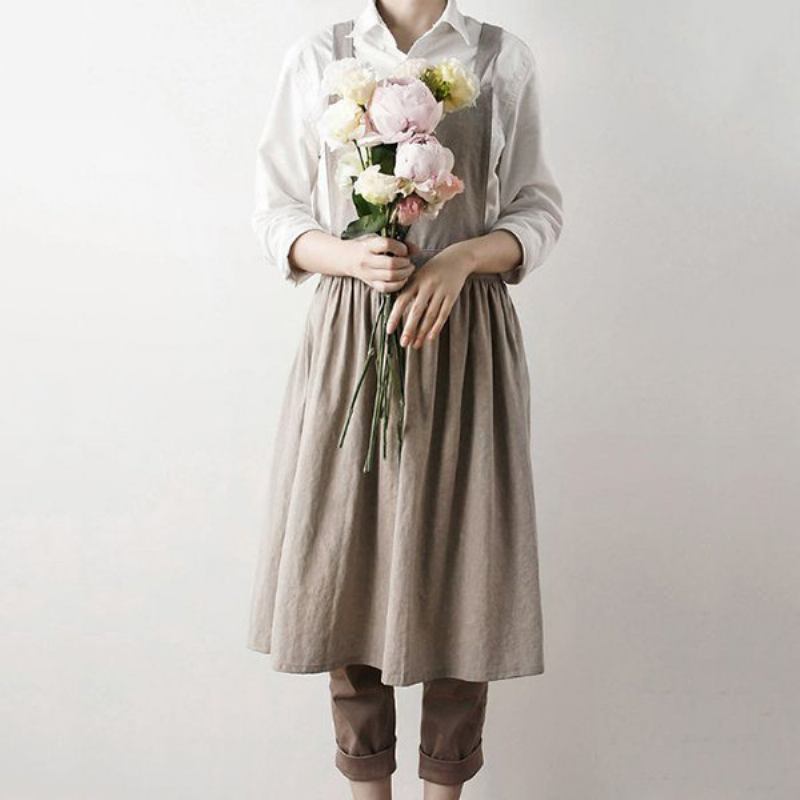 Scandinavian Style Washed Cotton Pleed Skirt Lady Elegant Ποδιές