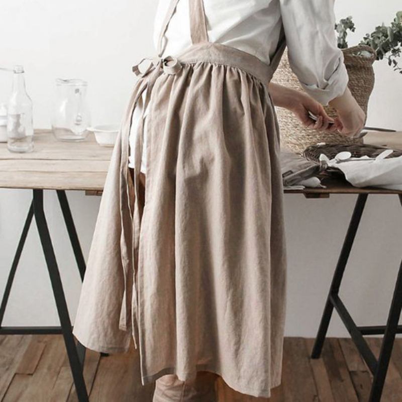 Scandinavian Style Washed Cotton Pleed Skirt Lady Elegant Ποδιές