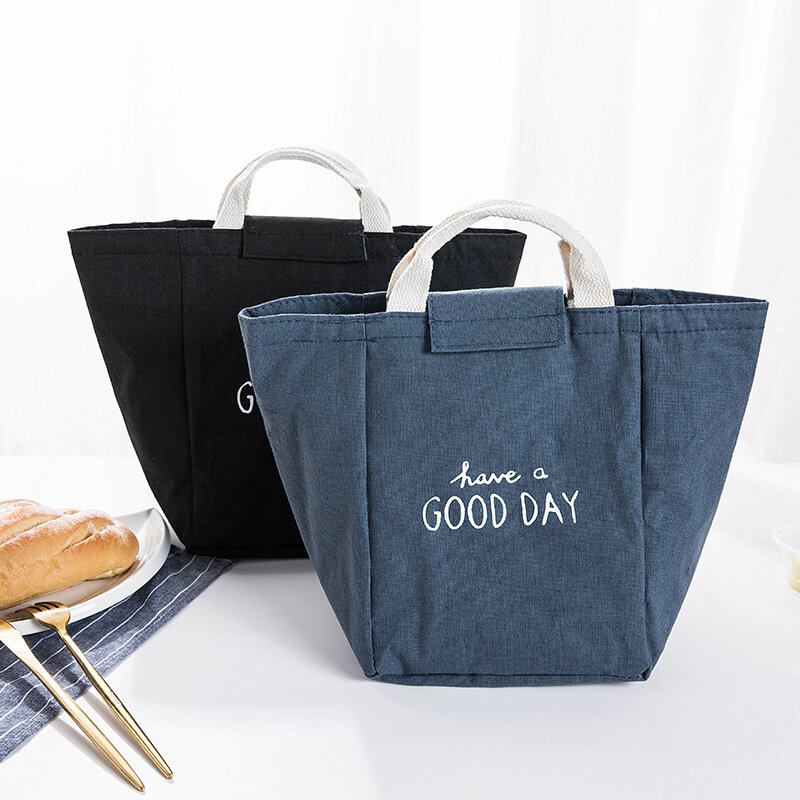 Τετράγωνα Βαμβακερά Και Λευκά Είδη Good Day Ταξιδιωτική Τσάντα Μεσημεριανού Γεύματος Cartoon Insulation Cooler Package Outdoor Picnic