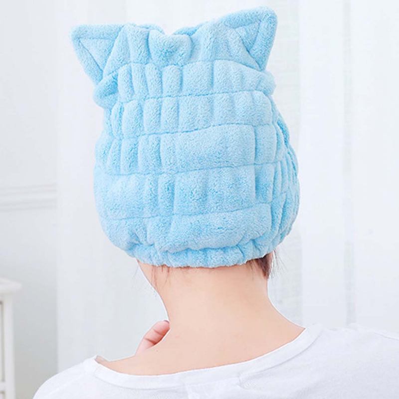 Coral Velvet Καπάκι Ντους Super Absorbent Ears Γάτας Ξηρά Μαλλιά Πετσέτα Πυκνώνει Ενήλικες Παιδιά Universal Dry Hair Cap