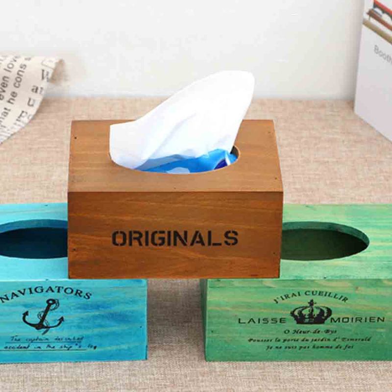 Φιλικό Προς Το Περιβάλλον Εκτύπωση Μελάνι Vintage Wood Tissue Box Ξύλινη Χάρτινη Πετσέτα Δοχείο Αποθήκευσης Οικιακού Γραφείου Essential