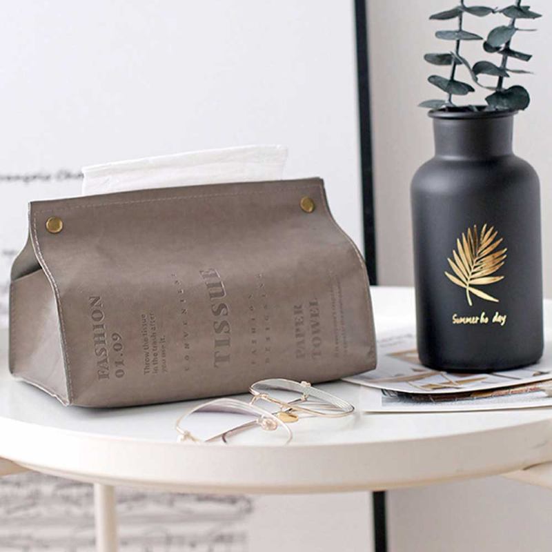 Instagram Hot Simple Style Tissue Box Για Οικιακό Υπνοδωμάτιο Σαλόνι Pu Δερμάτινο Κουτί Αποθήκευσης Χαρτοπετσέτας Αδιάβροχο Organizer