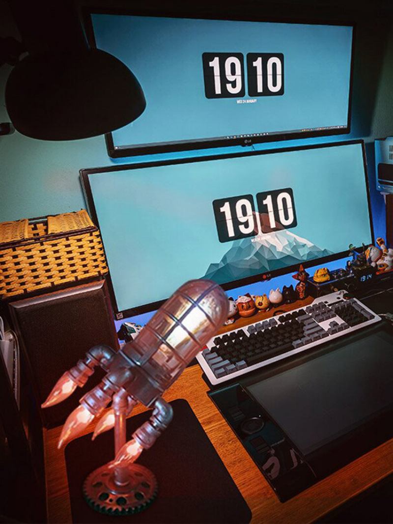 1 Pc Vintage Steampunk Rocket Lamp Cool Led Επιτραπέζιο Φωτιστικό Νυκτός Διακόσμηση Γραφείου Σπιτιού Χειροτεχνία Γιορτή Του Πατέρα